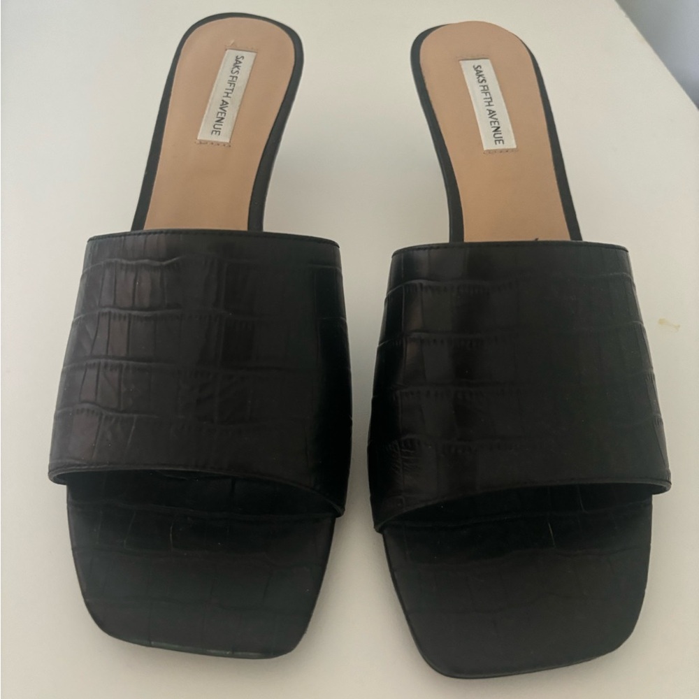 Saks Fifth Avenue Black Sandal Heel